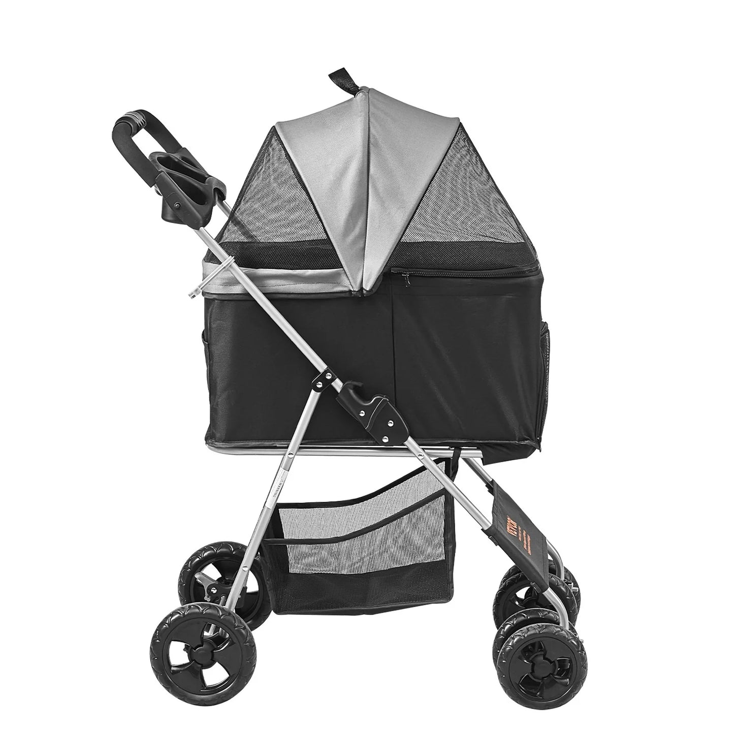 PawVoyager – 4-Wheel Pet Stroller with Detachable Carrier & Storage