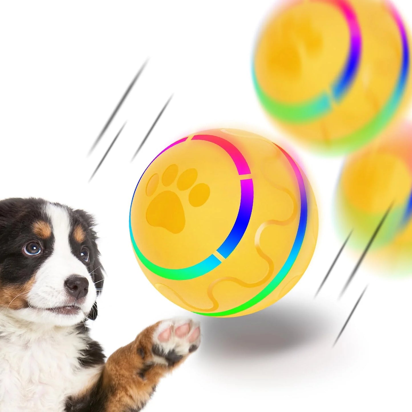 RollBright Interactive Pet Ball – Motion-Activated LED Toy for Small to Medium Dogs, USB Rechargeable