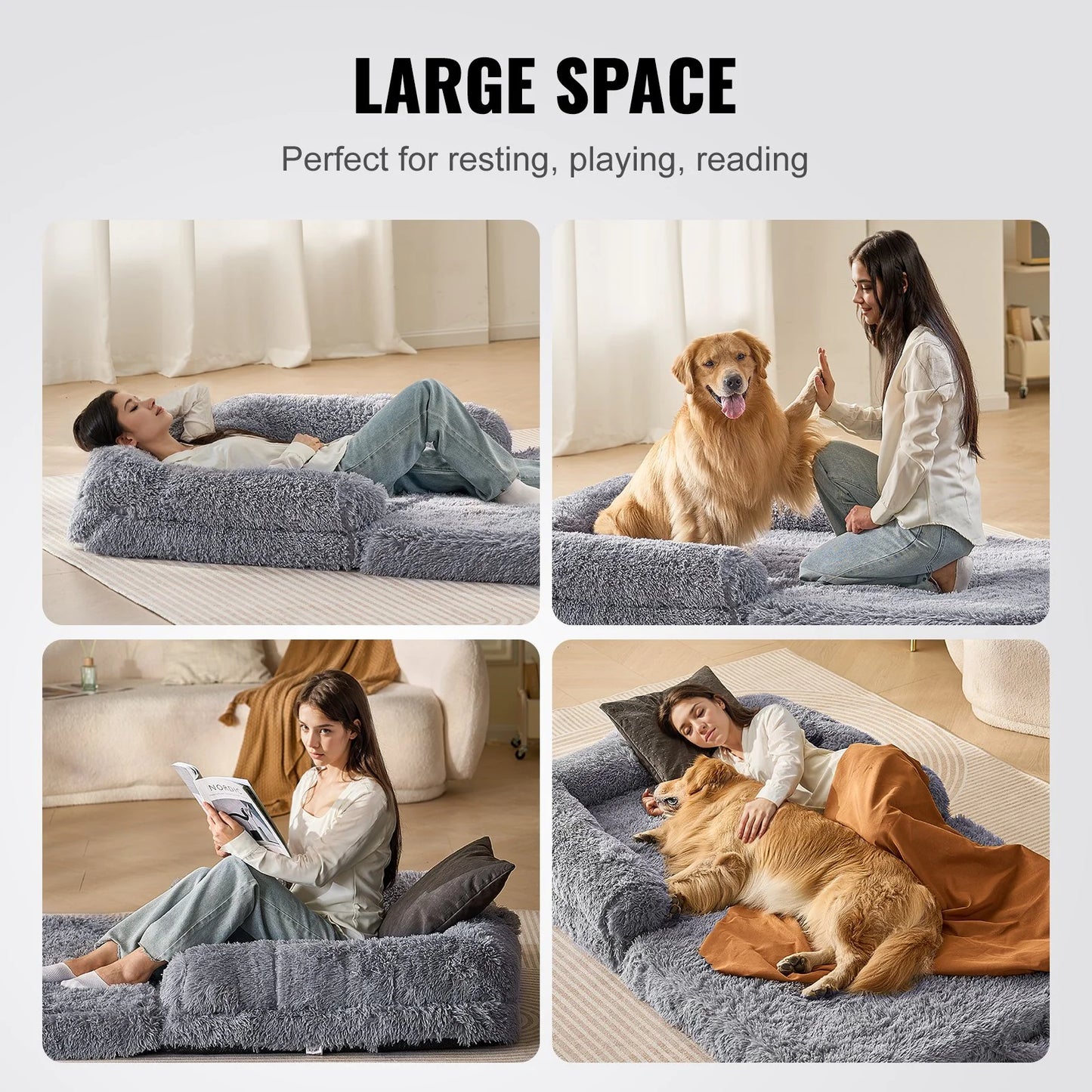 PawLounge Max – Giant Dog Bed for Humans. Ultra-Soft Velvet, Machine Washable