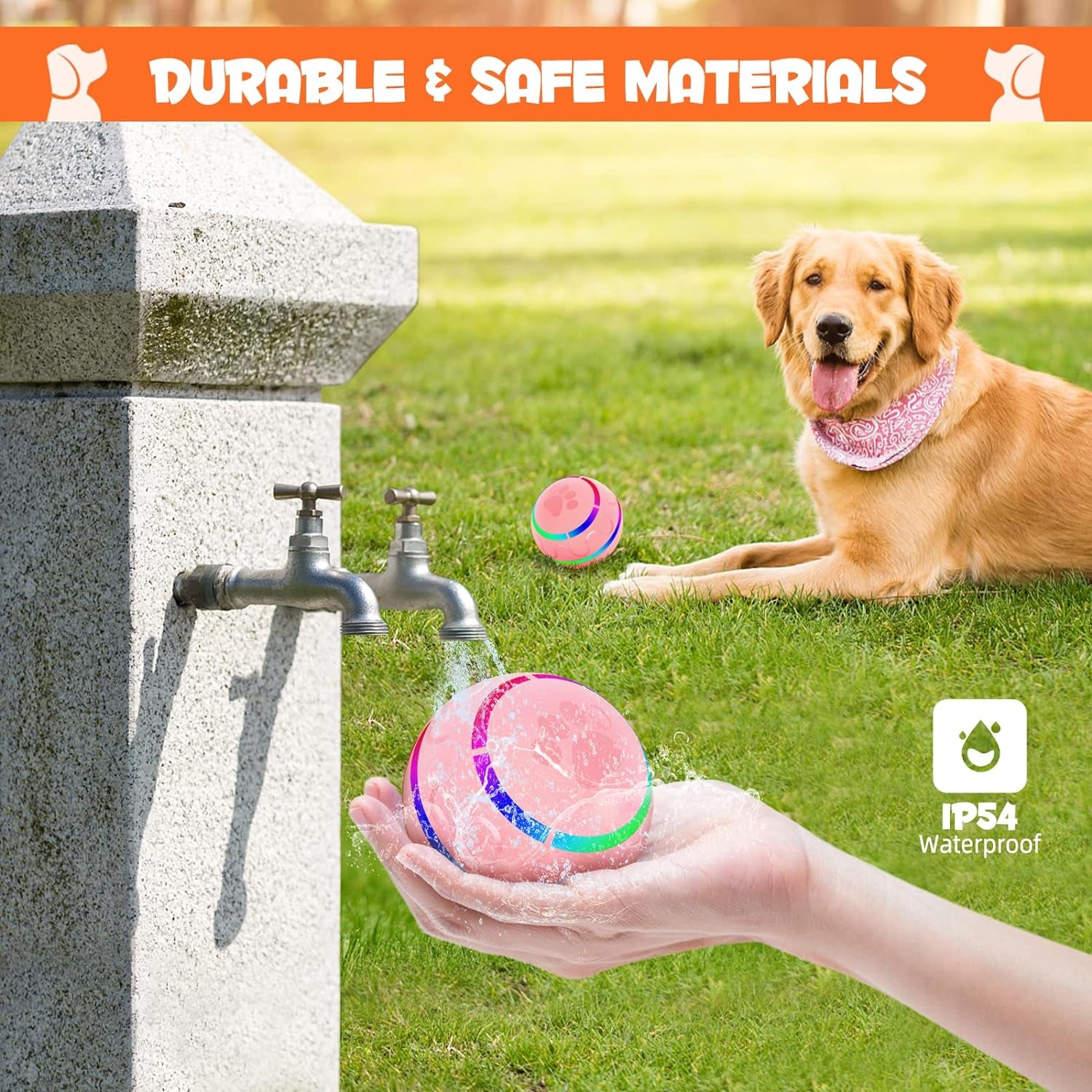 RollBright Interactive Pet Ball – Motion-Activated LED Toy for Small to Medium Dogs, USB Rechargeable