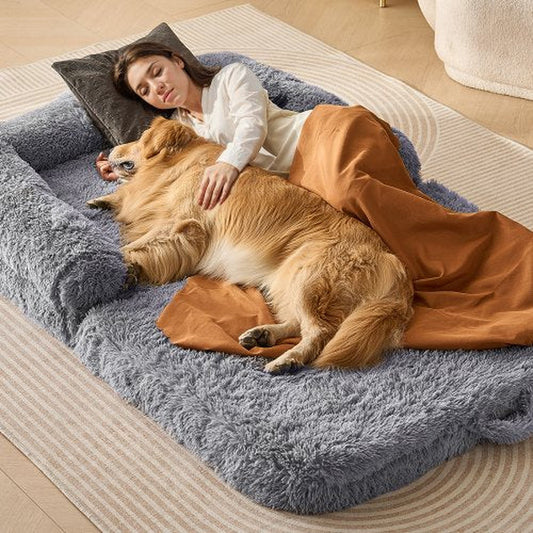 PawLounge Max – Giant Dog Bed for Humans. Ultra-Soft Velvet, Machine Washable