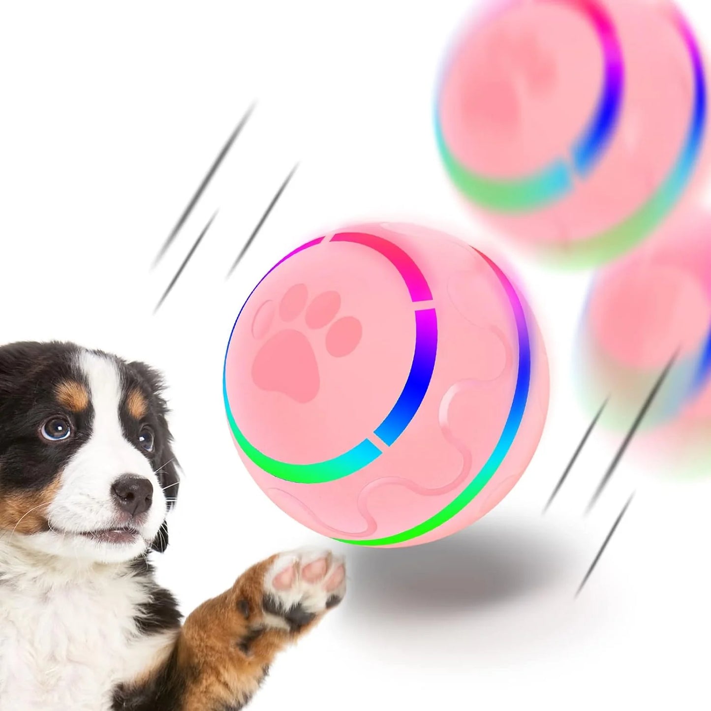 RollBright Interactive Pet Ball – Motion-Activated LED Toy for Small to Medium Dogs, USB Rechargeable