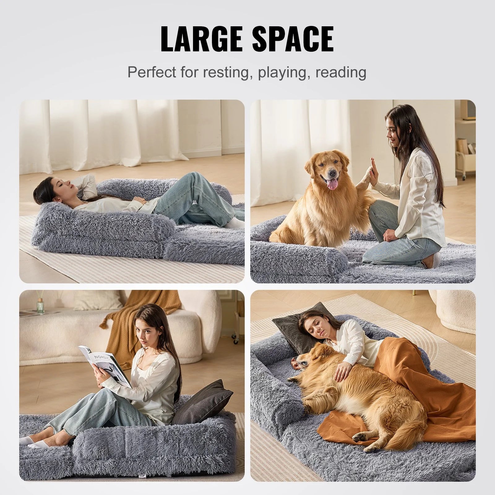 PawLounge Max – Giant Dog Bed for Humans. Ultra-Soft Velvet, Machine Washable