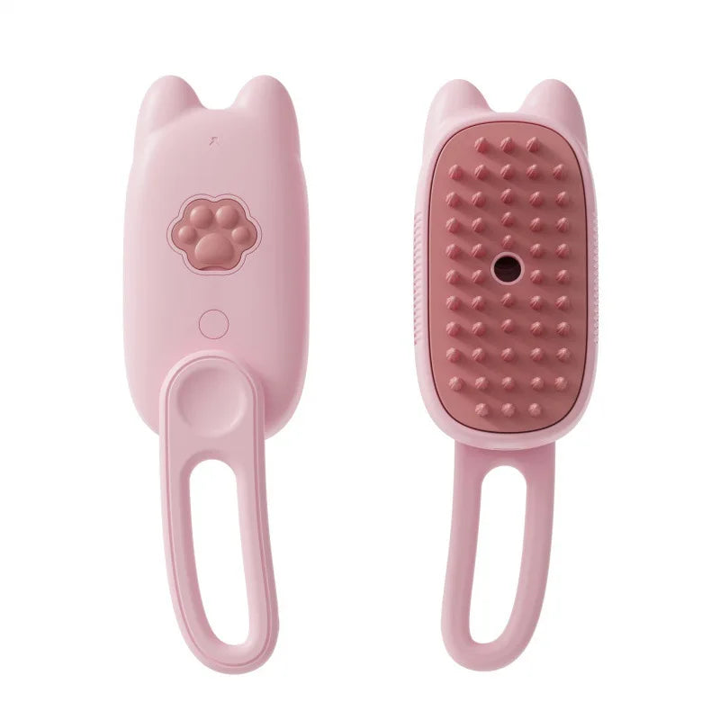 3-in-1 Electric Pet Grooming Brush with Steam Cleaning, Massage Function, and Retractable Handle for Cats and Dogs