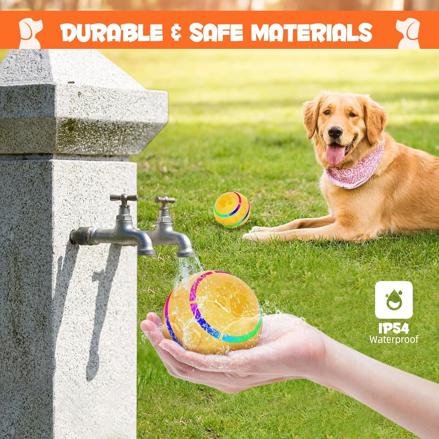 RollBright Interactive Pet Ball – Motion-Activated LED Toy for Small to Medium Dogs, USB Rechargeable