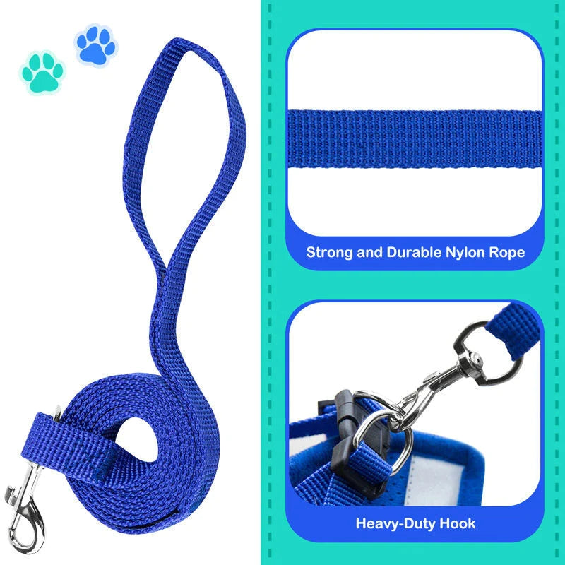 Reflective Harness & Leash Combo – Secure Fit for Small to XL Dogs & Cats